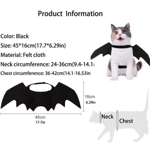 Pet Cat Bat Wings for Halloween Party Decoration, Puppy Collar Leads Cosplay - Picture 3 of 7